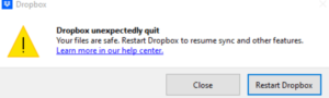 restart dropbox